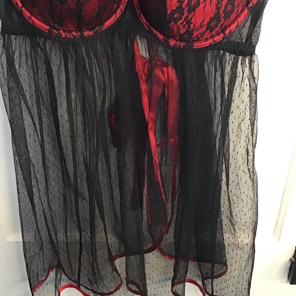 CACIQUE: Black mesh nighty red bra Size 18/20 - Picture 5 of 7